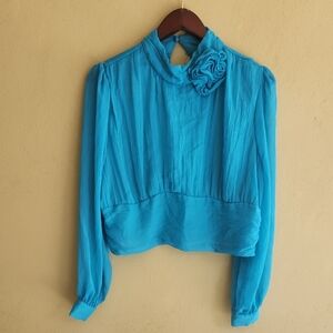 Live 4 Truth Vibrant Blue Blouse with Floral Accent